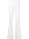 Courrèges Ribbed High-waisted Flared Leg Trousers In Weiss