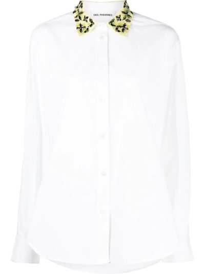 Des_phemmes White T-shirt With Decorated Collar