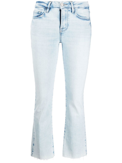 Frame Low-rise Cropped Jeans In Blue