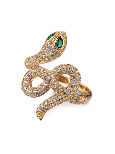 Eye Candy La Women's Luxe 14k Goldplated & Cubic Zirconia Snake Ring In Brass