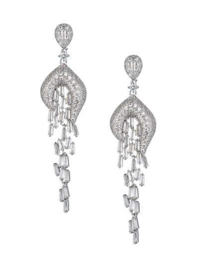 Eye Candy La Women's Luxe Rhodium-plated & Cubic Zirconia Drop Earrings In Brass