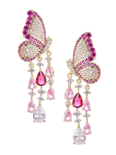 Eye Candy La Women's The Luxe Painted Lady 18k Goldplated & Cubic Zirconia Butterfly Chandelier Earrings In Brass