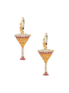 Eye Candy La Women's Luxe Martini 18k Goldplated & Cubic Zirconia Huggie Earrings In Brass