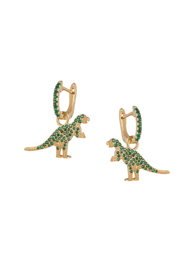 Eye Candy La Luxe Collection 14k Plated Cz T-rex Huggie Earrings In Brass
