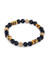 Jean Claude Men's Black Onyx & Wood Agate Skull Beaded Stretch Bracelet In Black