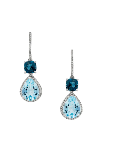 Saks Fifth Avenue Women's Sterling Silver, Topaz & Diamond Drop Earrings