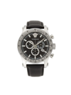VERSACE MEN'S 44MM CHRONO STAINLESS STEEL & LEATHER STRAP WATCH