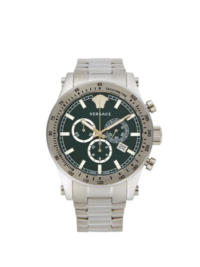 Versace Men's 44mm Stainless Steel Chronograph Watch In Green
