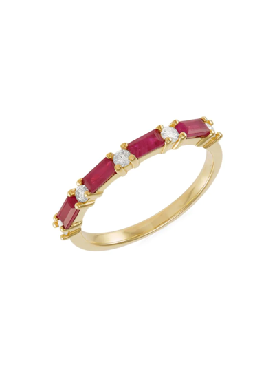 Saks Fifth Avenue Women's 14k Yellow Gold, Ruby & 0.20 Tcw Diamond Ring