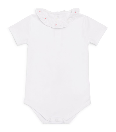 Marie-chantal Babies' Heart-embroidered Bodysuit (0-12 Months) In White