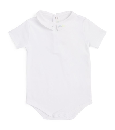 Marie-chantal Babies' Car-embroidered Bodysuit (0-12 Months) In White