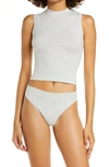 Skims Grey Cotton 2.0 Cheeky Tanga Briefs In Light Heather Grey