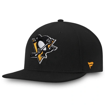 Fanatics Men's Black Pittsburgh Penguins Core Primary Logo Fitted Hat