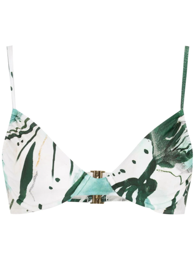 Lenny Niemeyer All-over Graphic-print Bikini Top In Green