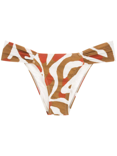Lenny Niemeyer Kalahari Graphic-print Bikini Bottoms In Brown
