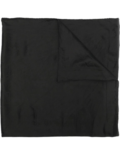 Balenciaga Embossed-logo Scarf In Black