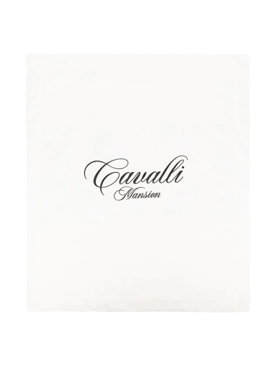 Roberto Cavalli Junior Floral-print Cotton Blanket In White