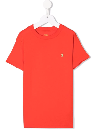 Ralph Lauren Kids' Embroidered-logo Short-sleeved T-shirt In Red