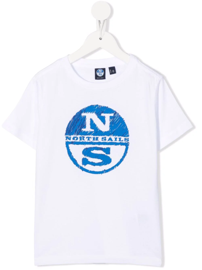 North Sails Kids' Logo-print Short-sleeved T-shirt In White