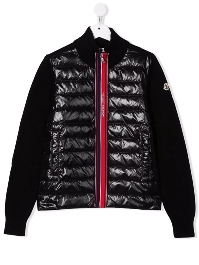 Moncler Teen Hybrid Zip-up Jacket In Black