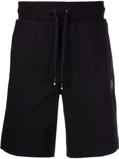 Hugo Boss Logo-patch Drawstring Shorts In Blue