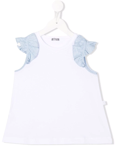 Il Gufo Kids' Two-tone Ruffled Vest In White