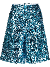 Plan C High-rise Sequin-embellished Shorts In Blue