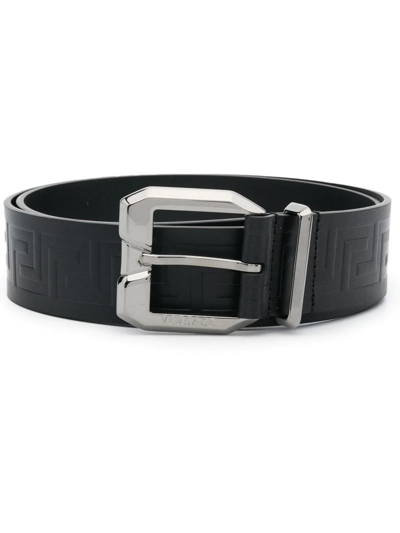 Versace Greca-detailing Leather Belt In Black
