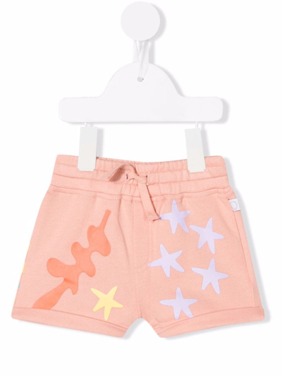 Stella Mccartney Babies' Starfish-print Track Shorts In Pink