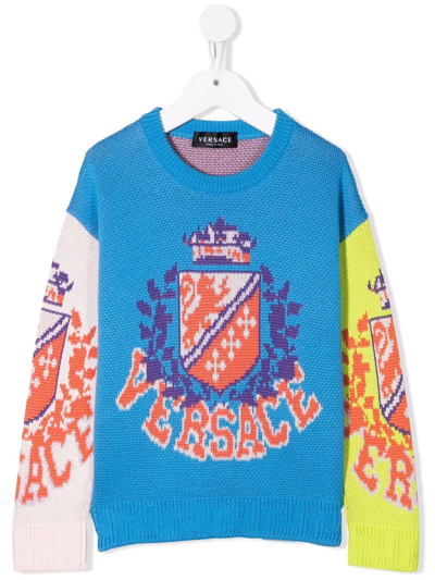 Versace Teen Blue Royal Rebellion Knitted Jumper