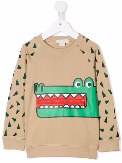 Stella Mccartney Kids' Crocodile-print Jumper In Brown