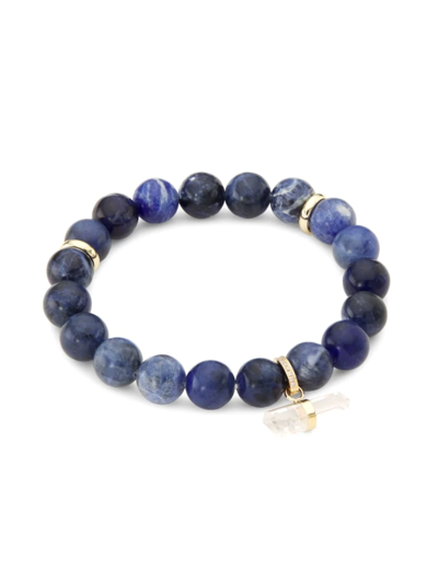 Jia Jia Women's Uluwatu 14k Yellow Gold & Multi-gemstone Beaded Stretch Bracelet In Blue Marble