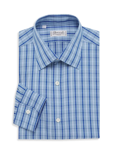 Charvet Glenplaid Stripe Dress Shirt In Blue Multi
