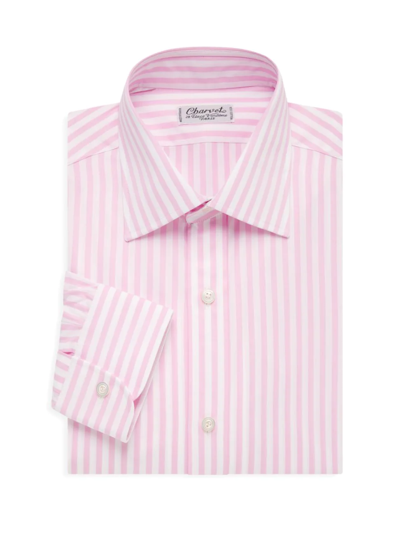 Charvet Striped Cotton-poplin Shirt In Pink