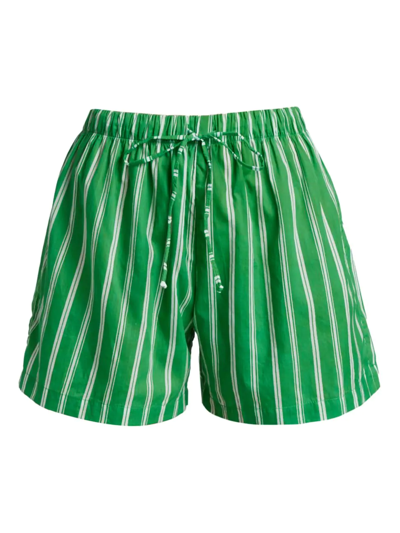 Faithfull The Brand Sereno Striped Cotton-voile Shorts In Green