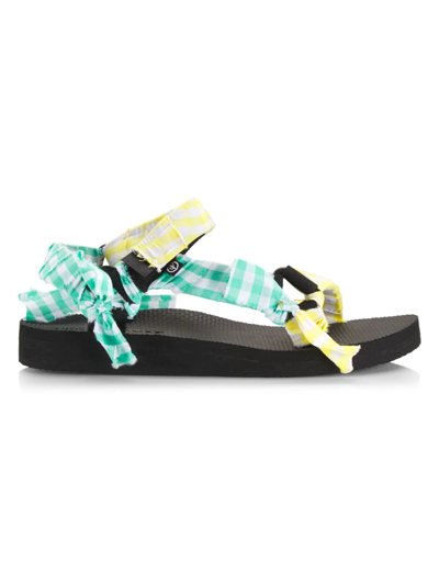 Arizona Love Yellow And Green Trekky Checked Sandals In Yellow Multicolor