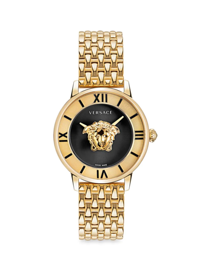 Versace La Medusa Stainless Steel Bracelet Watch In Yellow Gold