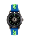 VERSACE MEN'S PALAZZO GUNMETAL GRECA SILICONE WATCH