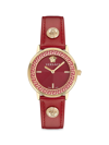 VERSACE WOMEN'S V-TRIBUTE LEATHER STRAP WATCH