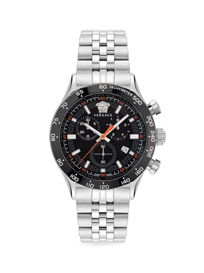 Versace Men's Hellenyium Chrono 44mm Bracelet Watch In Gray