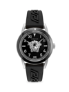 VERSACE MEN'S PALAZZO SILVERTONE GRECA SILICONE WATCH