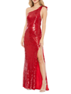 Mac Duggal Sequined One-shoulder Gown In Red