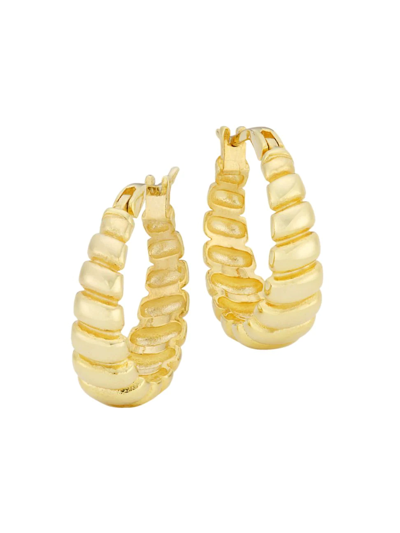 Adinas Jewels Large 14k-gold-plated Ridged Hoop Earrings