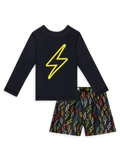 Posh Peanut Baby Boy's Zack Rashguard T-shirt & Swim Trunks Set In Oxford
