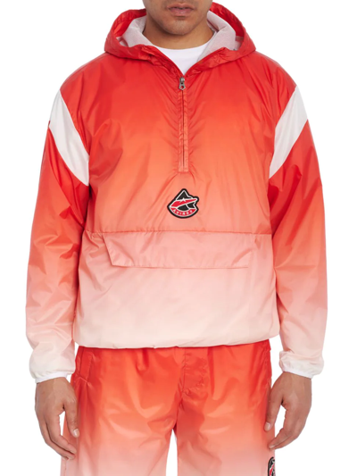 Avirex Men's Ombré Quarter Zip Hooded Jacket In Orange
