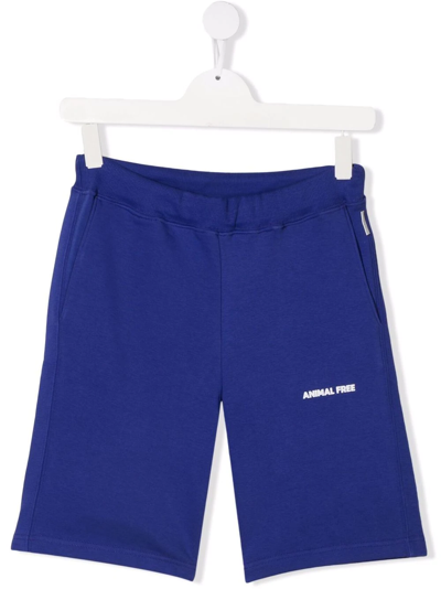 Save The Duck Teen Logo-print Organic-cotton Shorts In Blue