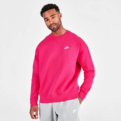 Nike Sportswear Club Fleece Crewneck Sweatshirt In Rush Pink/white