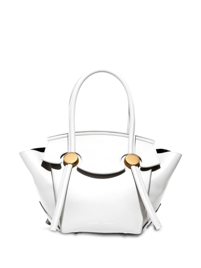 Proenza Schouler Small Pipe Fold-over Leather Top-handle Bag In Optic White