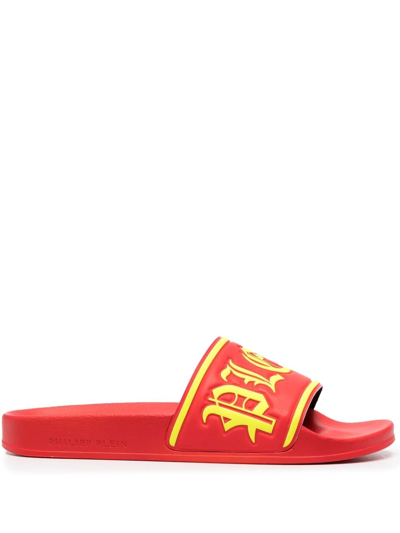 Philipp Plein Gothic Logo Slides In Red