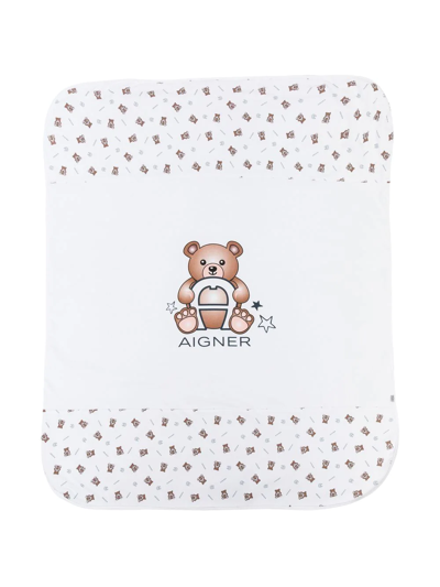 Aigner Teddy-bear Print Blanket In White
